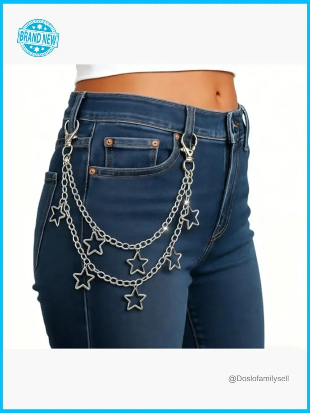 Y2K Star Pants Chain Punk Goth Waist Chain Rock Style Outfit Accessory